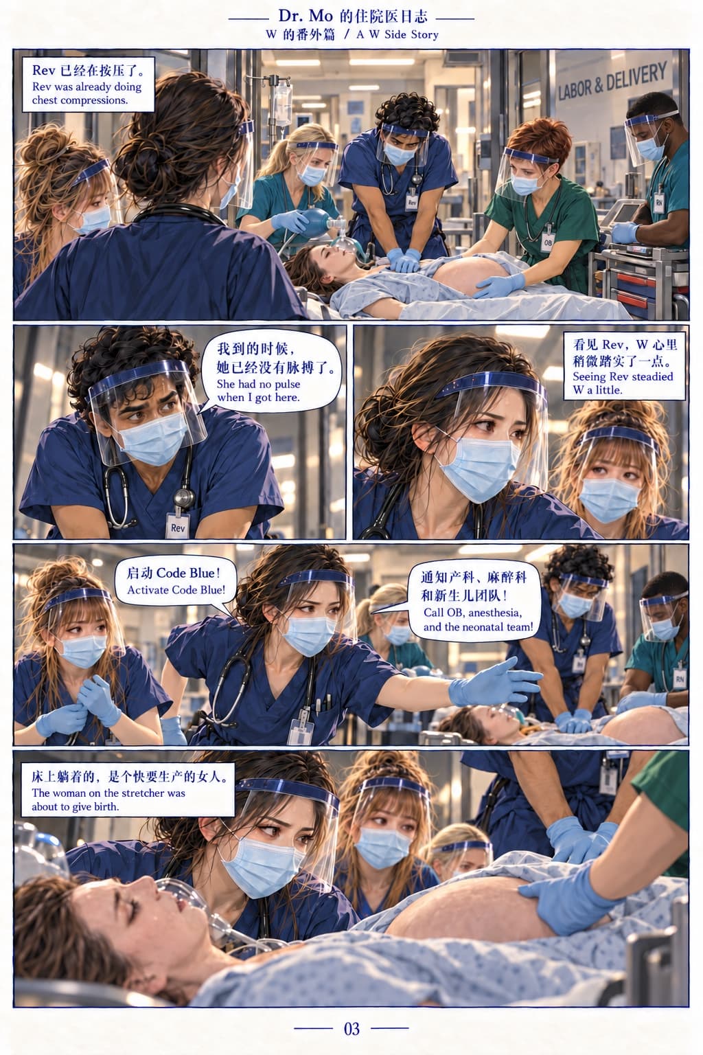 03/17 · Rev is already performing chest compressions; W activates Code Blue and calls the teams.