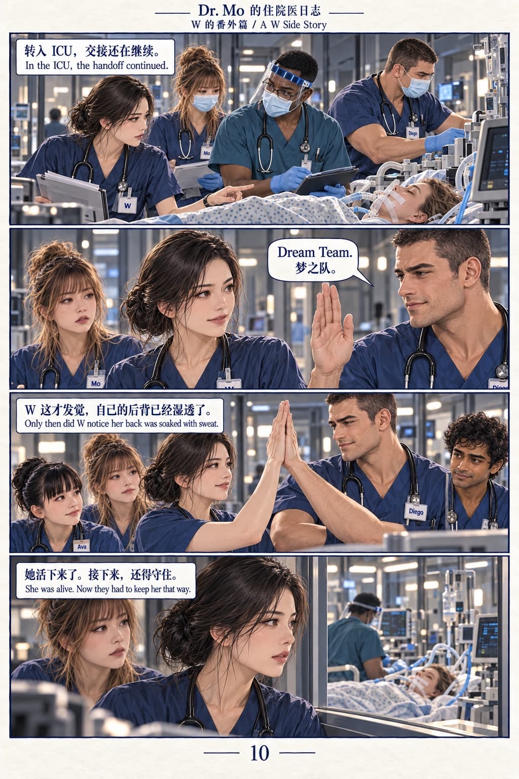 10/17 · The ICU handoff continues; W and Diego share a high five, with ongoing care still ahead.